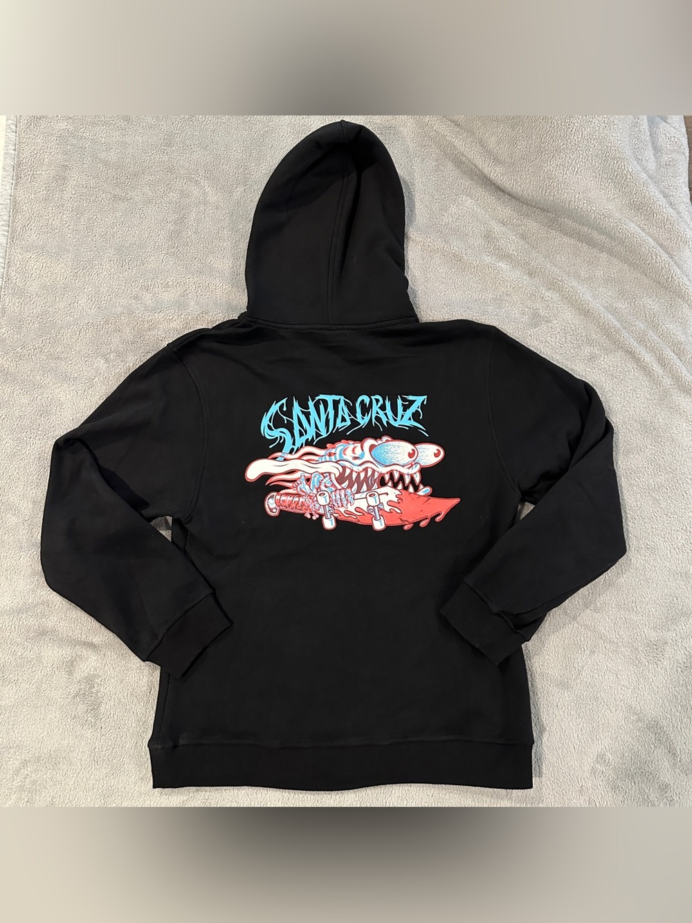 Santa Cruz Black Hoodie with Blue and Red Graphic